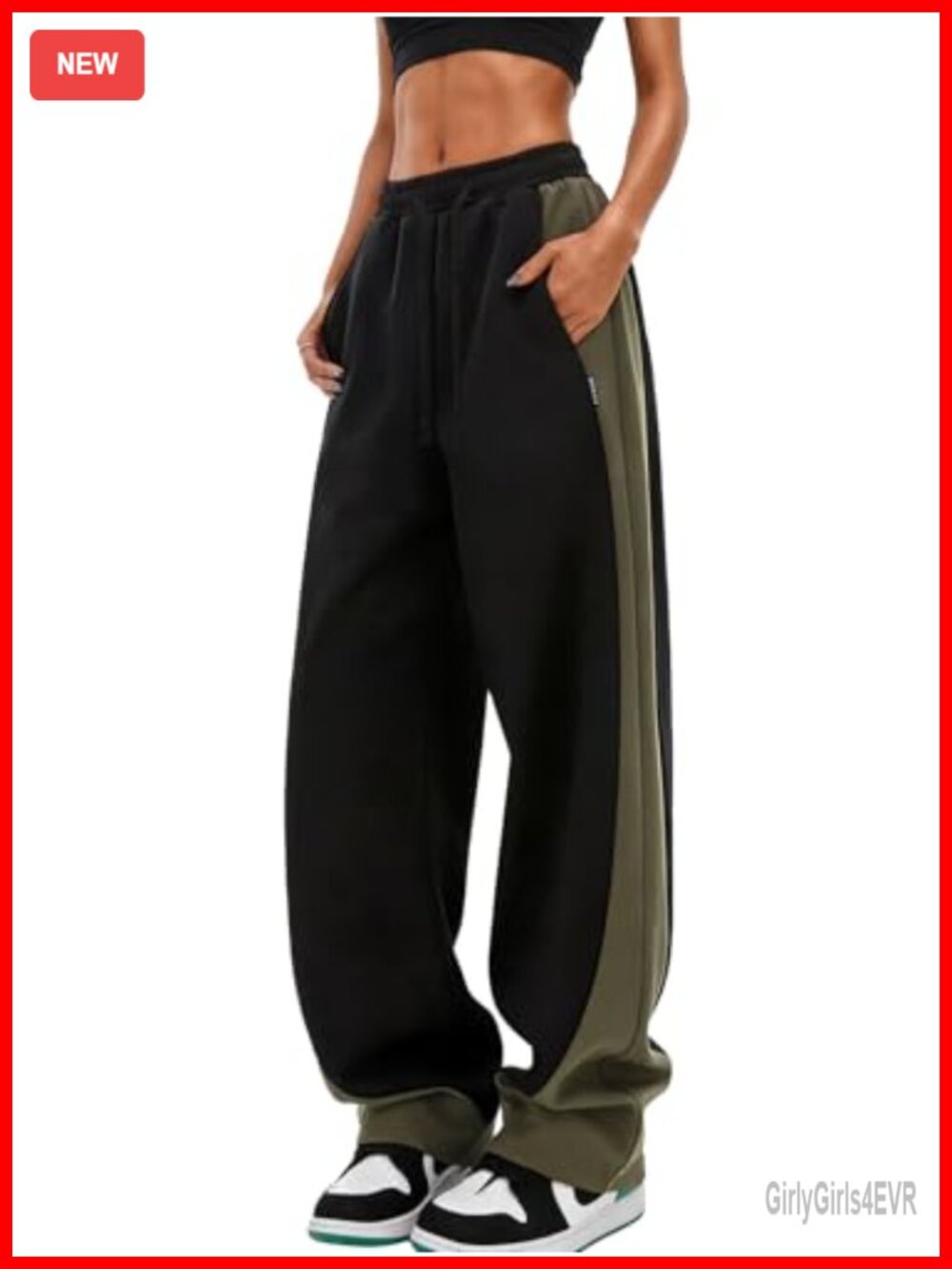 Barrel Leg Sweatpants High Waisted Drawstring Joggers Cotton Blend
